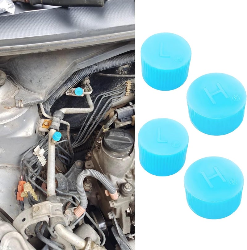 deemars Blue Replacement Valve Caps for Car Air Conditioning, Car Refrigerant Caps, Leakproof R134a AC System Charging Port Dust Cover, Auto High and Low Pressure AC Covers for Most Vehicles (4PCS) - Image 1